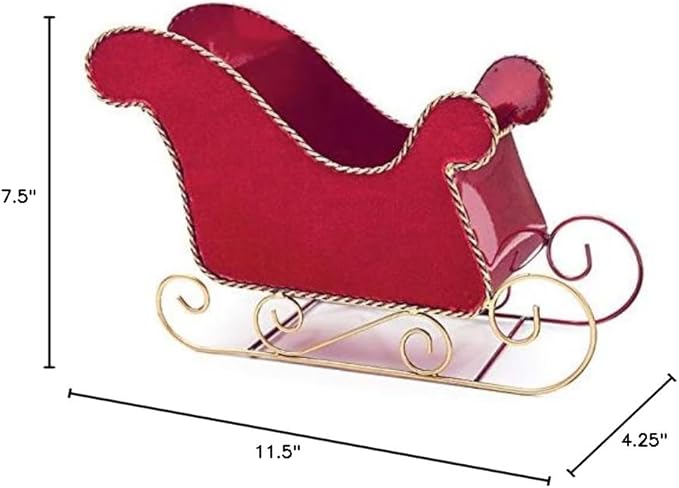 Burton+Burton Red Velvet Tin Sleigh Planter