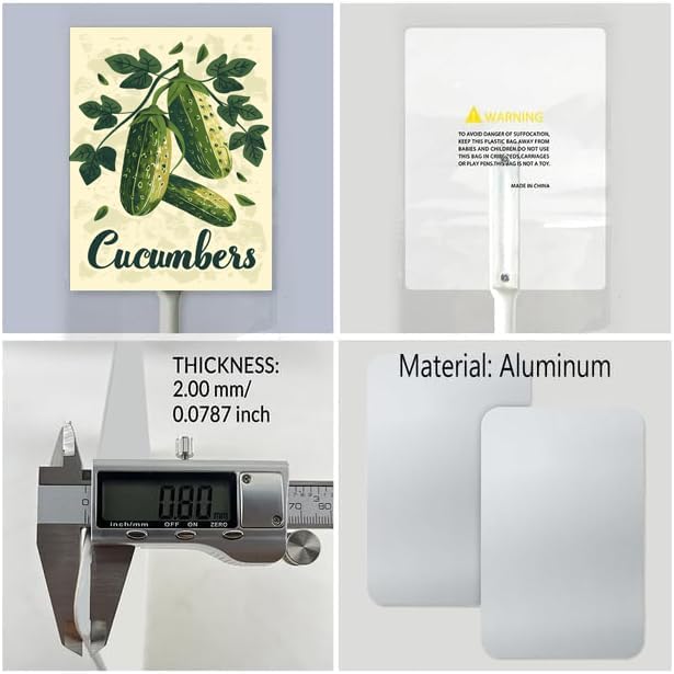 Uptell Vintage Vegetable Signs for Garden with Stake Cucumber Yard Sign Vegetable Garden Label Stakes Plant Markers for Outdoor Plants Waterproof 8.8x7inch