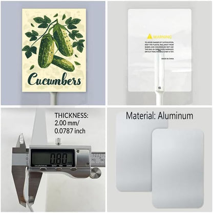 Uptell Vintage Vegetable Signs for Garden with Stake Cucumber Yard Sign Vegetable Garden Label Stakes Plant Markers for Outdoor Plants Waterproof 8x12inch