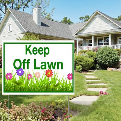 Keep Off Lawn Yard Sign With Stake Stand Plastic Signage Double Sided Sign Funny Garden Decor 9 x 12 Inches Sturdy Rust Free Weatherproof Outdoor Use