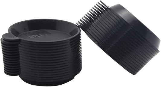 BangQiao 30 Pack 3.15 Inch Plastic Tiny Round Plant Pot Saucer Tray for Indoor and Outdoor Plants, Black