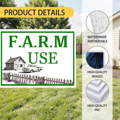 Farm Use Yard Sign With Stake Stand Plastic Signage Double Sided Sign Funny Garden Decor 9 x 12 Inches Sturdy Rust Free Weatherproof Outdoor Use