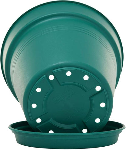 Mintra Home Garden Pots 4pk - Flowers, Herbs, Plants, Indoor, Outdoor, Colorful, Wholesale, Bulk (Forest Green, 17cm Diameter (6.6in))