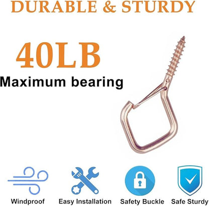 32-Pack Heavy-Duty Rose Gold Screw Eye Hooks with Safety Clips | Metal Ceiling Hooks for Hanging Plants, Wind Chimes, Bird Feeders & Indoor/Outdoor Lights