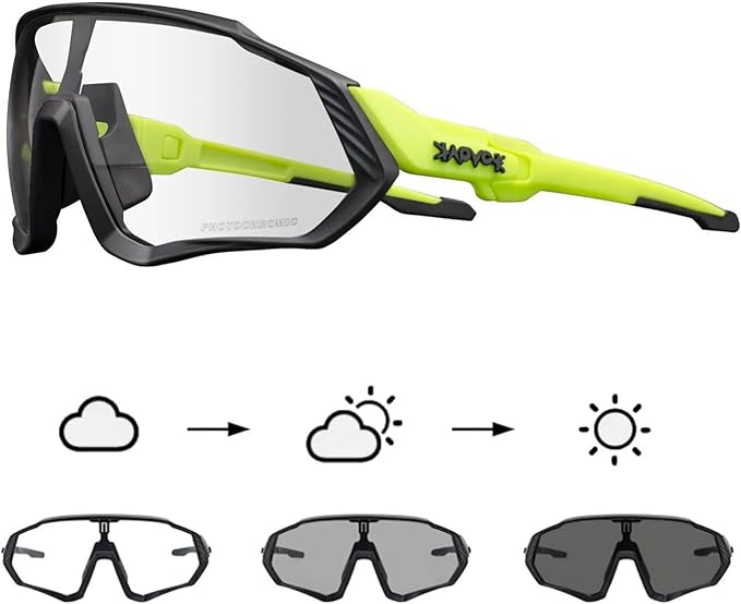 KAPVOE Photochromic Cycling Glasses Men Women Mountain Bike Sunglasses Clear MTB Bicycle Riding - K9408
