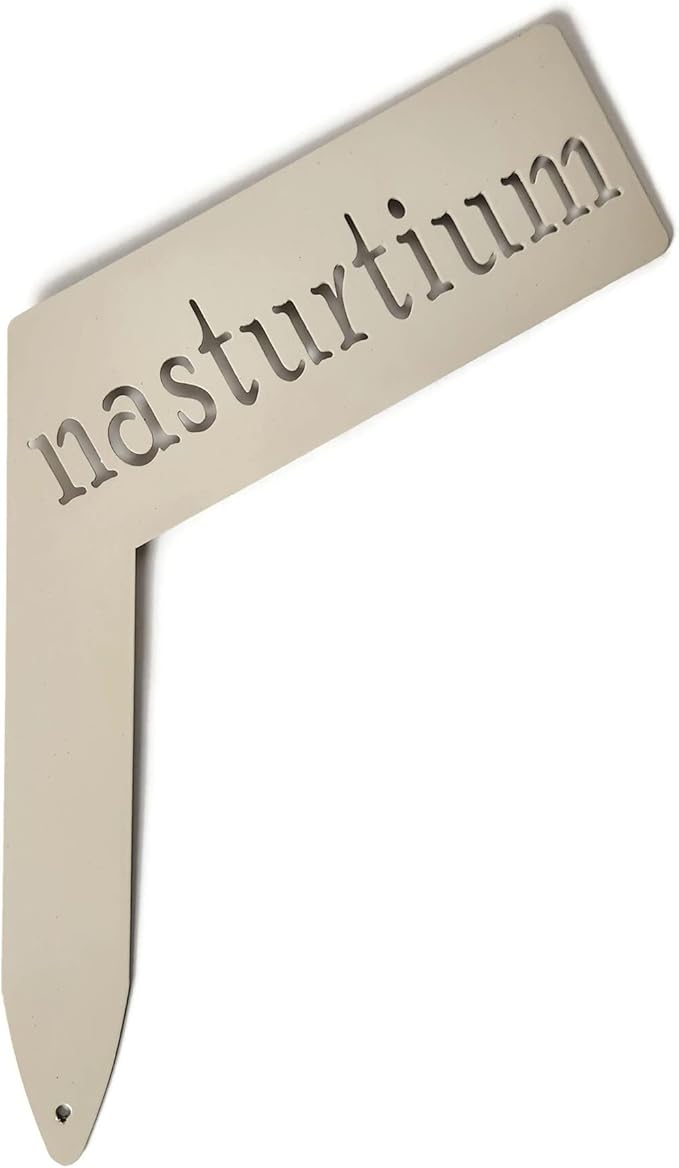 Planter Size Small Metal Garden Plant Vegetable Flower or Herb Markers 13.5 Inches Tall (nasturtium, Cream)