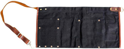 Luchuan Waterproof Waxed Canvas Tool Apron With the Adjustable Genuine Leather Belt (Black)