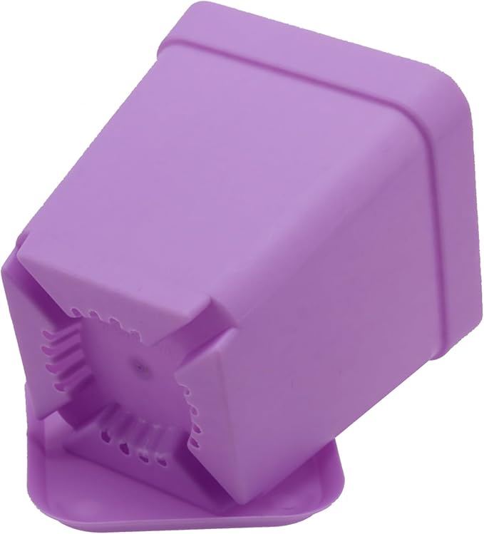 HOIGON 100 Pack 3 Inch Purple Square Nursery Pot, Durable Thickened Plastic Nursery Pots with Drain Holes, Small Square Planting Containers for Flower Tomatoes Basil
