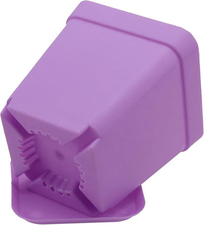 HOIGON 100 Pack 3 Inch Purple Square Nursery Pot, Durable Thickened Plastic Nursery Pots with Drain Holes, Small Square Planting Containers for Flower Tomatoes Basil