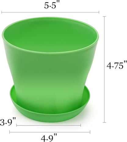 Tosnail 16 Pack 5.5 Inches Small Plastic Plant Flower Pot with Saucers, Seedlings Nursery Pots Planter with Pallet, Planting Gardening Containers - Assorted 8 Colors