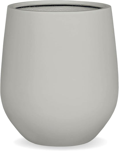21" H x 19" D Corso Fiberstone Round Tapered Planter with Drainage Hole, Smooth Finishes, Weather Resistant, Included 2 Extra Coco Mats (Light French Gray, 15" Pot Opening)
