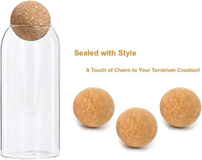 Glass Terrarium with Airtight Wood Lid (Ball Cork) | Closed Terrarium Planter | Clear Glass Bottle Jar Container | 1200ml / 40oz | Moss Terrarium Jar | Indoor Ecosystem Decoration Gifts (Only Jar)
