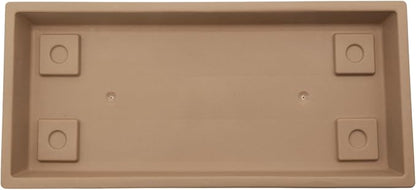 The HC Companies Venetian Rectangular Plant Tray - Lightweight Plastic Plant Saucer - Plant Drip Trays for Drainage -UV Resistant Pot Saucer for Indoor & Outdoor Use (29.5" Sandstone, Pack of 1)