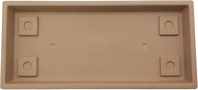 The HC Companies Venetian Rectangular Plant Tray - Lightweight Plastic Plant Saucer - Plant Drip Trays for Drainage -UV Resistant Pot Saucer for Indoor & Outdoor Use (23.5" Sandstone, Pack of 1)