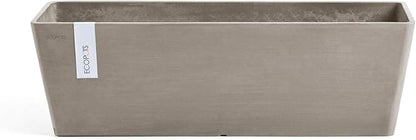 Ecopots Bruges Durable Modern Rectangular Indoor/Outdoor Recycled-Based Composite Flower Pot Planter, Taupe, 17.75"