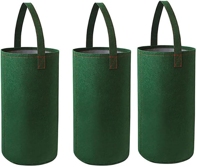 Ulalaza 3PCS Potato Grow Bags with Flap Plant Grow Bags Fabric Multi Ribbon Potato Bag Tomato Vegetable Growth Non-Woven Felt Planting Bag Transparent