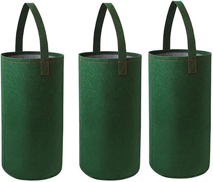 Ulalaza 3PCS Potato Grow Bags with Flap Plant Grow Bags Fabric Multi Ribbon Potato Bag Tomato Vegetable Growth Non-Woven Felt Planting Bag Transparent