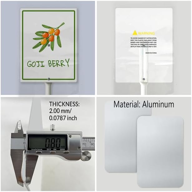 Goji Berry Marker Yard Sign with Stakes 4.6in×6in, Aluminum Yard Signs, Waterproof Plant Marker Reusable Garden Stake Tags with Vegetable Names for Nursery Outdoor Garden