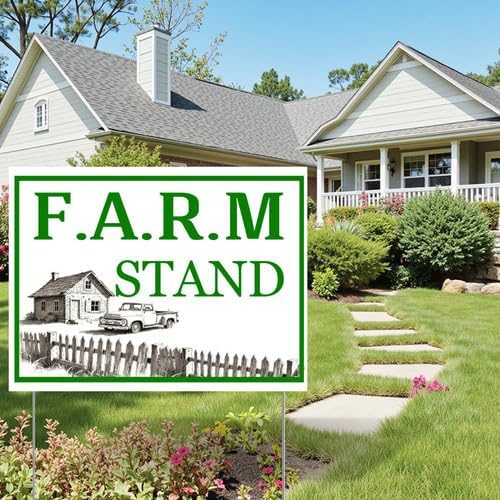 Farm Stand Yard Sign With Stake Stand Plastic Signage Double Sided Sign Funny Garden Decor 9 x 12 Inches Sturdy Rust Free Weatherproof Outdoor Use