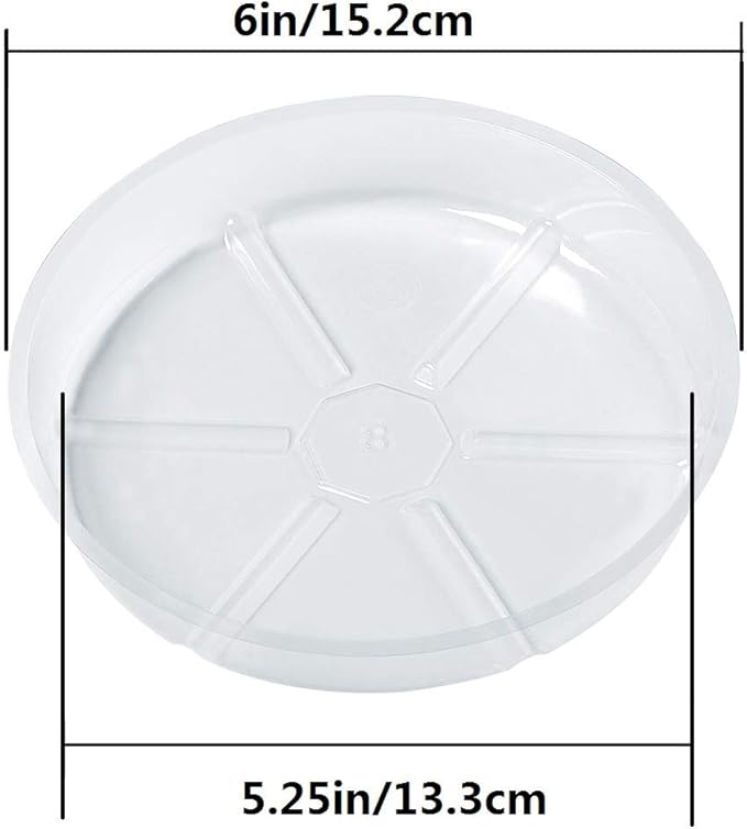 Idyllize 10 Pieces of 6 Inch Clear Plastic Plant Saucer Drip Trays for pots (6")