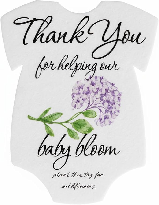 Onesie Seed Paper – 15 Hydrangea Shower Favors for Guests with Wildflower Seeds, Writable & Plantable, Shower Favor Gifts for Guest