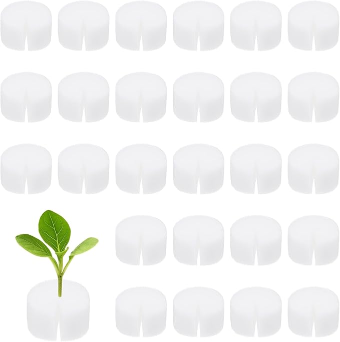 30-Pack Hydroponics Sponges, 1.97 Inch Growing Media Cylindrical Sponges for Planting Gardening Tool/Grow Seedlings/Home Vegetable Flower, Soilless Cultivation Seedling [White]