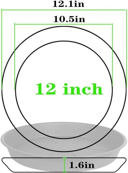 1 Pack of Plant Saucer 12 inch, Large Heavy Duty Plastic Saucers Round, Plant Drip Trays for Indoors Outdoor, Plant Water Tray for Planters (12", Black)