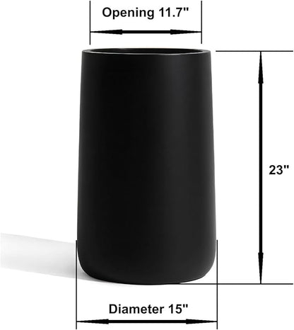 23.1" H x 14.7" D Tall Conico Fiberstone Planter, Drainage Hole for Indoor and Outdoor Use, 5 Year Guarantee, Included 2 Extra Coco Mats (Black Color, 23.1" Pot Opening)