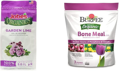 Jobe's Garden Lime Soil Additive De-Acidifier (6 lb) and Burpee Bone Meal Fertilizer (3 lb) Bundle for Soil Health Improvement