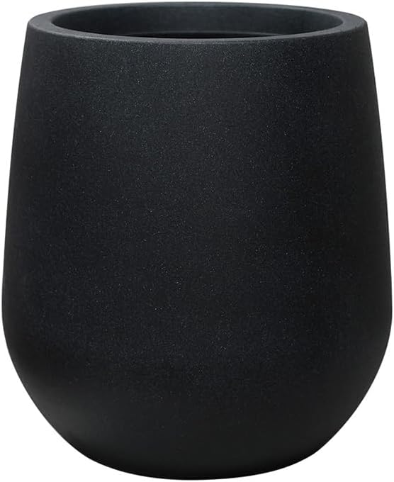 11.8 Inch Plastic Tall Planters for Outdoor Plants, Modern Black Round Tapered Flower Pot for Outdoor and Indoor Plants, Large Plant Pot with Drainage Holes and Rubber Plug for Home Garden Patio