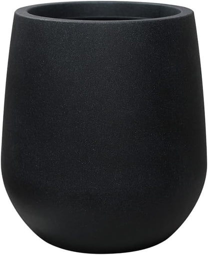 11.8 Inch Plastic Tall Planters for Outdoor Plants, Modern Black Round Tapered Flower Pot for Outdoor and Indoor Plants, Large Plant Pot with Drainage Holes and Rubber Plug for Home Garden Patio