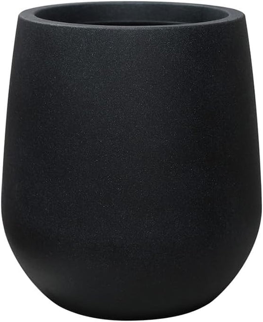 11.8 Inch Plastic Tall Planters for Outdoor Plants, Modern Black Round Tapered Flower Pot for Outdoor and Indoor Plants, Large Plant Pot with Drainage Holes and Rubber Plug for Home Garden Patio