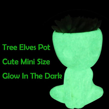 Alien Planter Succulent Pots Glow in The Dark Plant Pot Resin Cute Tree Elves Planters for Indoor Cactus Bonsai Flower Luminous Planters Office Desk Decorative/Home Decoration