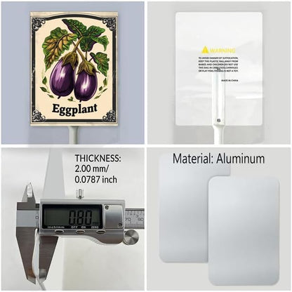 Uptell Vegetable Garden Egglant Yard Sign Label With Stake Plant Markers For Outdoor Plants Waterproof 7x8.8inch Nursery Garden Outdoor Sign