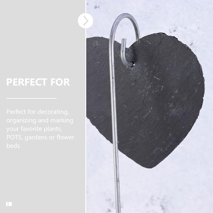GANAZONO Plant Labels for Outdoor Garden Slate Garden Signs Heart Shaped Reusable Garden Chalkboard Labels Plant Markers Nursery Garden Labels 3 Pcs 10cm