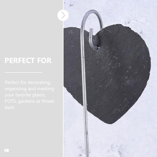 GANAZONO Plant Labels for Outdoor Garden Slate Garden Signs Heart Shaped Reusable Garden Chalkboard Labels Plant Markers Nursery Garden Labels 3 Pcs 10cm