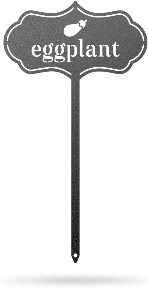 RealSteel Metal Seed & Plant Markers – Elegant Indoor & Outdoor Garden Stakes – Durable Herb, Vegetable & Fruit Plant Labels for Pots, Raised Beds & Greenhouse – Farmhouse Garden Gift - (Eggplant)