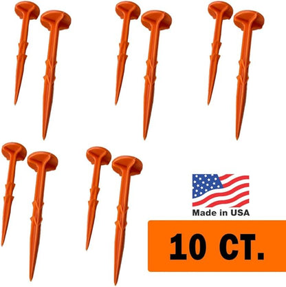 Low Profile Survey Stakes - High-Visibility - Survey Markers Boundary Markers Hi-Vis Garden Stakes (10-Pack (Orange)