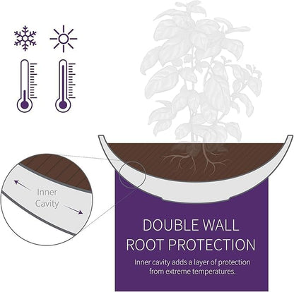 Crescent Garden Large Outdoor Planter Bowl – Double-Walled Resin Pot with Drain Hole for Water Gardens, Fountains, Decorative Landscaping - 30" W x 12" H (Old Bronze Color)
