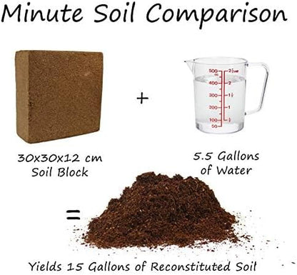 Minute Soil Bulk Coconut Coir Block 6-Pack – OMRI Listed for Organic Use – 72 lb Compressed Soil Expands with Water – Organic Grow Medium for Gardens & Farms