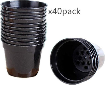 Round Succulents Plant Pots Drainage Hole, Set of 40 Mini Plant Pots 2.5" Wx2.25 H,Perfect for Plant Seeds,Seedling Nursery Transplanting Planter Container(Black)