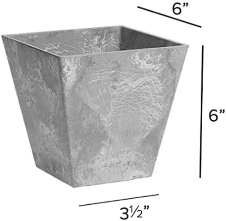 Root & Vessel, 35060 Ella Square Planter, 6-Inch, Grey