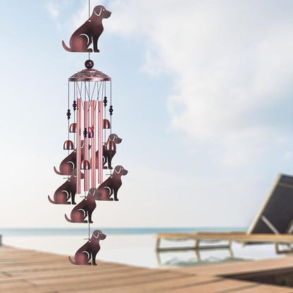 Dog Wind Chimes Outdoor/Indoor Decor -with Hook 6 Bells 7 Dogs Windchime, Memorial Wind Bell, Romantic Wind Catcher, Blessing Windchimes for Home, Mom Gifts, Balcony, Yard, Festival Garden Decoration
