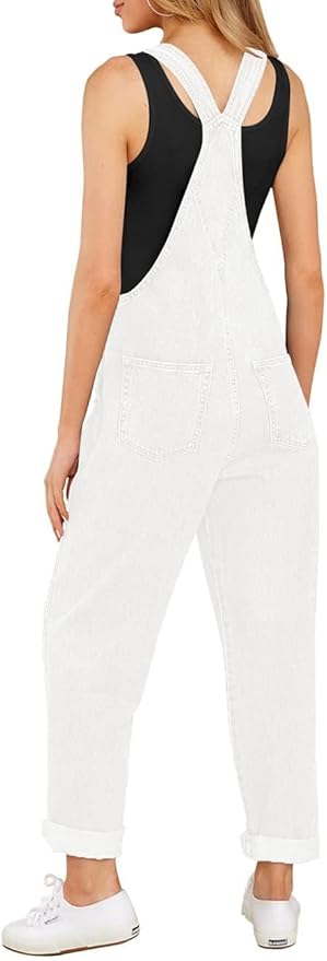 Vetinee Womens Classic Adjustable Straps Pockets Denim Bib Overalls Jeans Pants