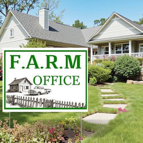 Farm Office Yard Sign With Stake Stand Plastic Signage Double Sided Sign Funny Garden Decor 9 x 12 Inches Sturdy Rust Free Weatherproof Outdoor Use
