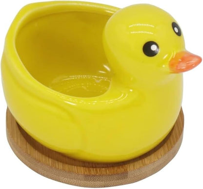 Ceramic Succulent Plant Pot Cactus Plant Pot Flower Pot Container Planter with Drainage Hole Home Office Desk Garden Gift Idea Animal Shaped Flower Pot Cute Vase Pot (Yellow Duck)