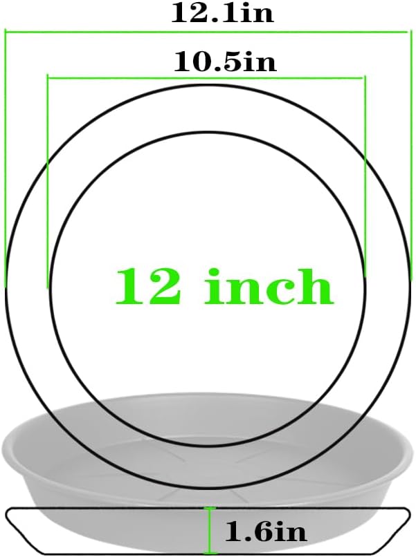 6 Pack of Plant Saucer Tray 11 12 inch, Heavy Duty Plastic Pot Plant Drip Trays Saucers for Indoors Outdoor, Plant Water Tray for Planters 11-12" (12", Beige)