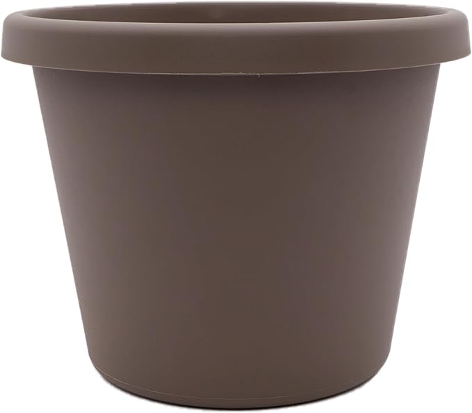 The HC Companies Prima Round Plastic Plant Pot w/Rolled Rim - Lightweight & UV Resistant Flower Pot for Herbs & More - Outdoor & Indoor Plant Pots w/Drainage (16 inch, Cappuccino, Pack of 1)