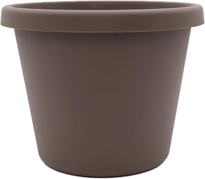 The HC Companies Prima Round Plastic Plant Pot w/Rolled Rim - Lightweight & UV Resistant Flower Pot for Herbs & More - Outdoor & Indoor Plant Pots w/Drainage (16 inch, Cappuccino, Pack of 1)