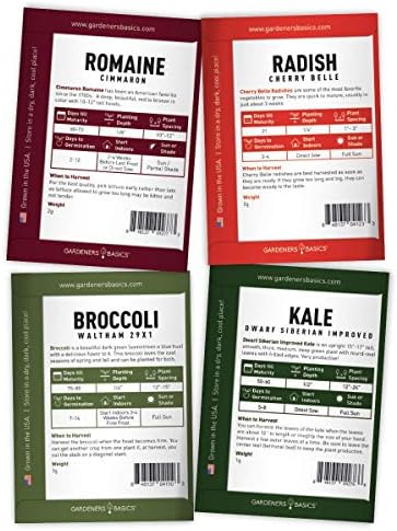 Gardeners Basics Winter, Fall, and Spring Vegetable Seeds for Planting | Cool Weather Crops | 8 Varieties: Sugar Snap Pea, Carrot, Beet, Radish, Lettuce, Broccoli, Kale, Cabbage